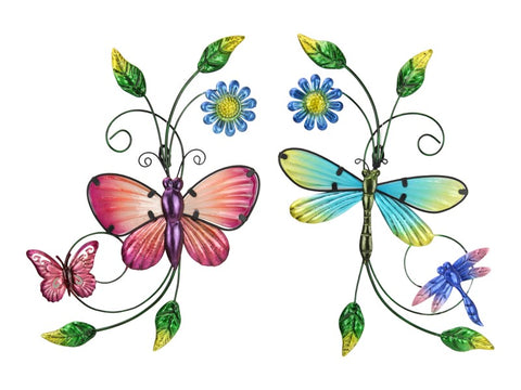 Metal Butterfly Dragonfly Wall Art Home Garden Ornament Decor Hanging in 42cm 2 Choices