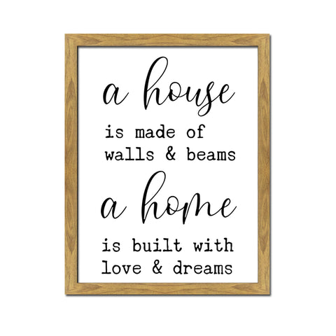 Solid Wood Home Plaque Sign WallArt Hanging Home Beams Love Dream 30x40cm