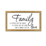 Solid Wood Home Plaque Sign WallArt Hanging Family Loud Crazy Love 30 x 50 cm