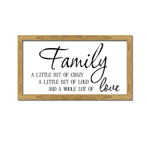 Solid Wood Home Plaque Sign WallArt Hanging Family Loud Crazy Love 30 x 50 cm