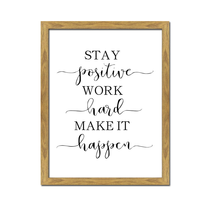 Solid Wood Home Plaque Sign WallArt Hanging Stay Positive Work Hard 30x40cm