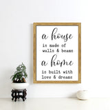 Solid Wood Home Plaque Sign WallArt Hanging Home Beams Love Dream 30x40cm