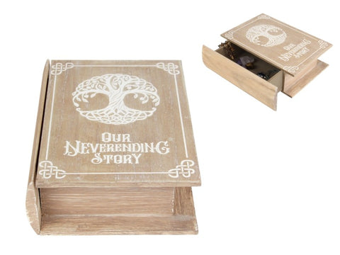 Tree Of Life Never Ending Story Natural White Drawer Openabl Box 25 x 18 cm