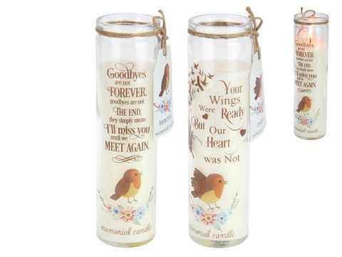 Pillar Glass Candle with Inspirational Wording Home 2 Choices Goodbye Wings