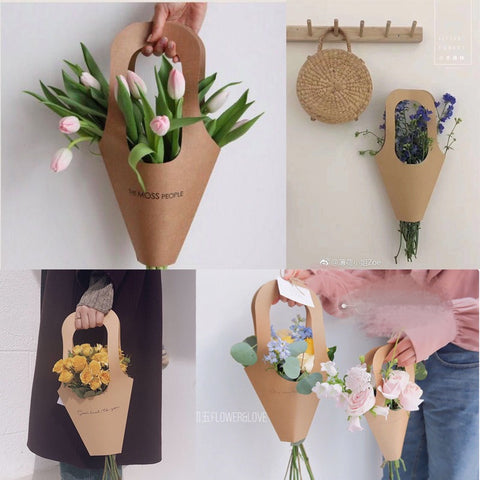 Real Dry Flower Bunch in Handle Paper Bag 6 choices Mother Gift Home Decor