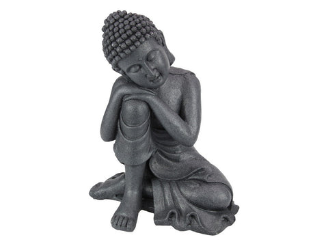 Resting Rulai Buddha Outdoor Home Garden Ornament Decor in Charcoal 38 cm H