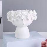 Neo Resin Floral Wreath Pot Vase Lady in White 2 Size 18cm / 28 cm
