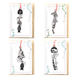 Japanese Windchime Style Metal Bookmark w Gift Card Envelope 4 choices