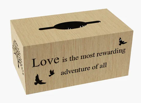 Woodcraft MDF Wood Tissue Box Cover Table Decor 14 x 25 cm - Love is a Rewarding Advanture