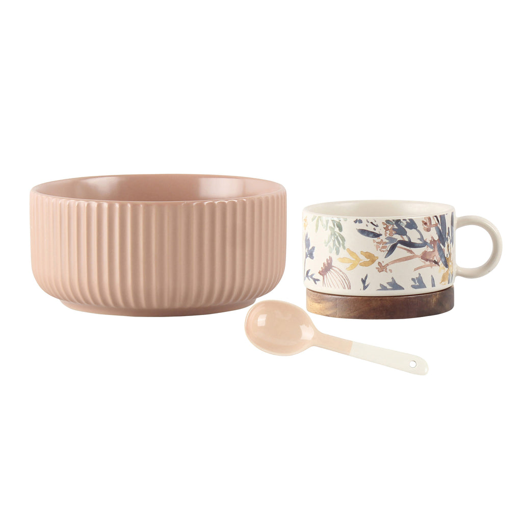 Amalfi "Woodend" Breakfast Set 4 Pieces with Bowl Mug Spoon