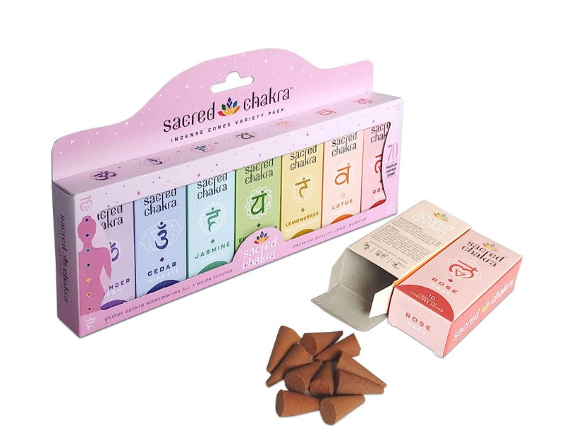 Sacred Chakra Premium Incense Cone 7 Gift Pack Box Novelty Gift