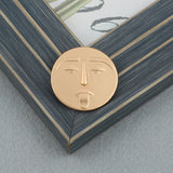 Fashion Jewellery Abstract Simple Face Pin Brooch Badge Metal in Gold 3.8cm