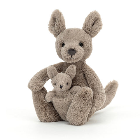 Jellycat Bashful Kara Kangaroo in Grey Small 20 x 10 cm