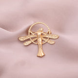 Fashion Jewellery Dragonfly Fairy Pin Brooch Badge Metal in Gold 4.5 cm