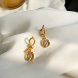 Fashion Jewellery Earrings Roman Style Gold Plaque Earrings Stud 3.4 x 1.2 cm