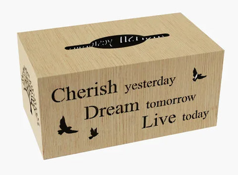 Woodcraft MDF Wood Tissue Box Cover Table Decor 14 x 25 cm - Cherish Dream Live