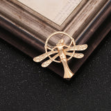 Fashion Jewellery Dragonfly Fairy Pin Brooch Badge Metal in Gold 4.5 cm