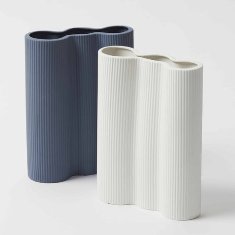 Pilbeam Pure Colour Ceramic Vase Decor Abstract Instagram Denim White Lieto