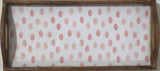 Brand New "LORETT" Wooden Pink & White Table Rectangle Serving Tray Home Decor