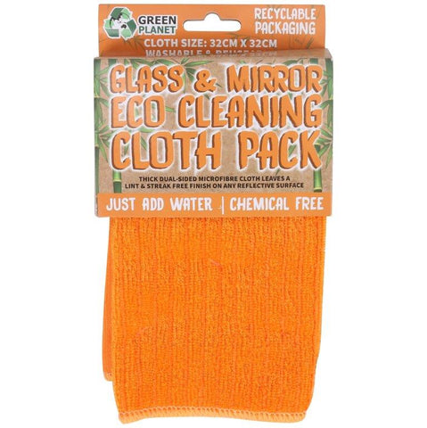 Green Planet Eco Cleaning Cloth Twin Pack for Glass & Mirror in Orange 32 x 32 cm