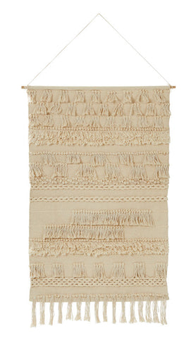 Amalfi Creamy White "Lunar" Wall Hanging Natural Cotton 75 x 105cm