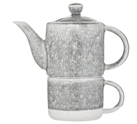 Leaf & Bean "CAPRI" Reactive Glaze Porcelain TeaPot for ONE w Infuser 13.5cm