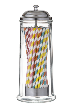 Davis & Waddell Kitchen Glass Straw Dispenser with 60 Paper Straws