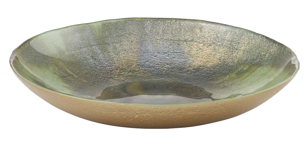 Amalfi "Anya" Glassware 'Earthen' Green & Rustic Bronze Large Platter 50cm Made in Turkey