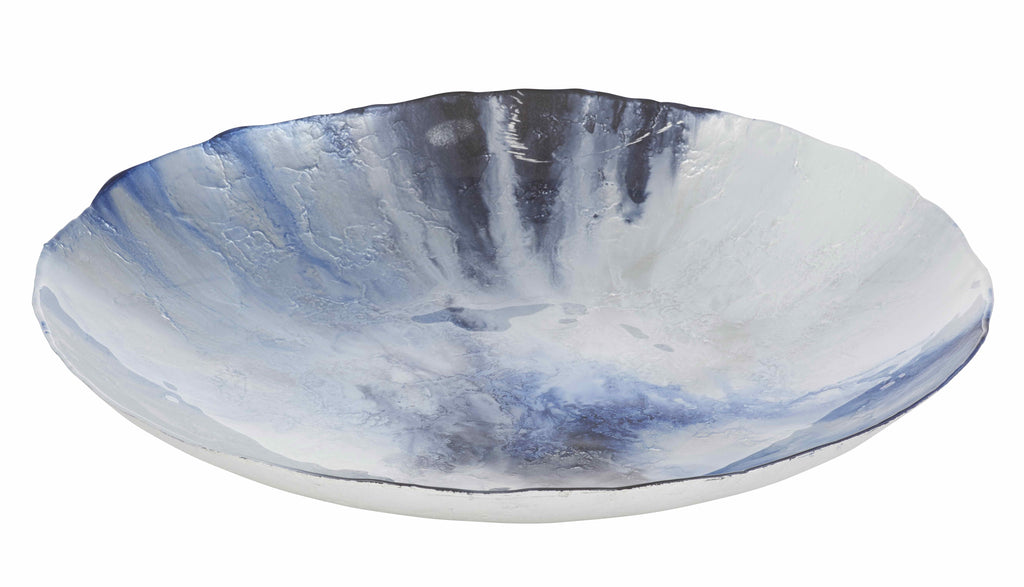 Amalfi "Anya" Glassware 'Seraphina' Blue White & Silver Centrepiece Platter 60 cm Made in Turkey