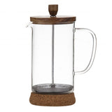Leaf & Bean "NAPLES" Coffee Plunger w Acacia Lid and Cork Base 8 cup 1 Litre