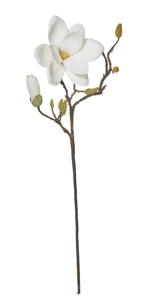 Rogue Fake Artificial Plant Flower Magnolia Spray Stem in White 73 cm