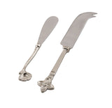 New Emporium "FLEUR" Vintage Silver Cheese Knife Stainless Steel set of 2